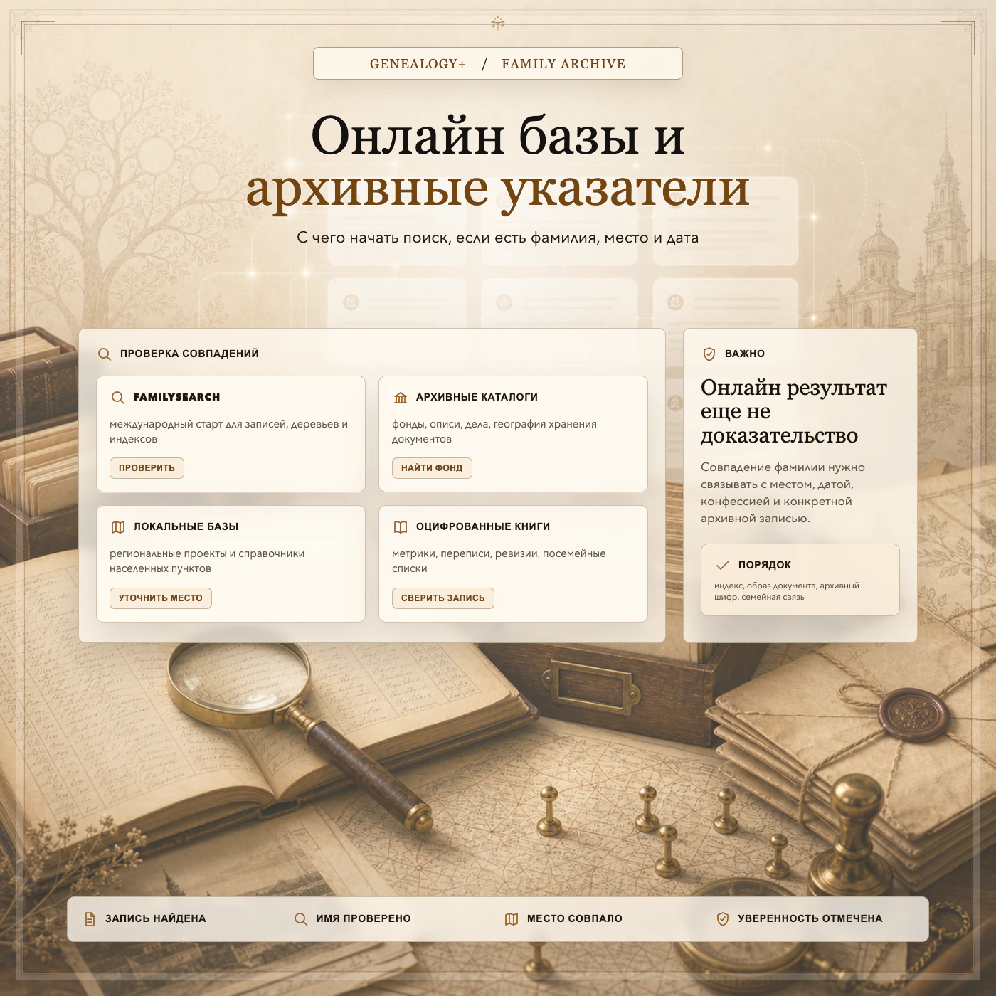 Онлайн-базы и архивные указатели для поиска по фамилии